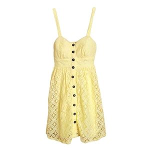 NWOT Button up floral Lace Yellow Mini Sundress XS